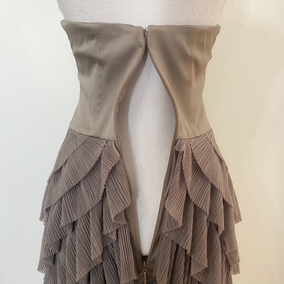 BCBGMAXAZRIA JACQUIER HAZELNUT TIERED TULLE STRAPLESS BALLERINA MINI DRESS - 0 - Picture 7 of 11
